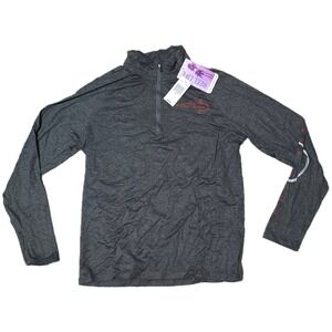 Reel Life Men Dark Charcoal Heather‎ 1/4 Zip Performance Fishing Pullover S (AG)